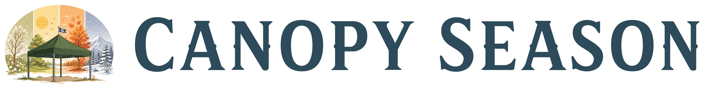 Canopy Season horizontal logo with tent icon