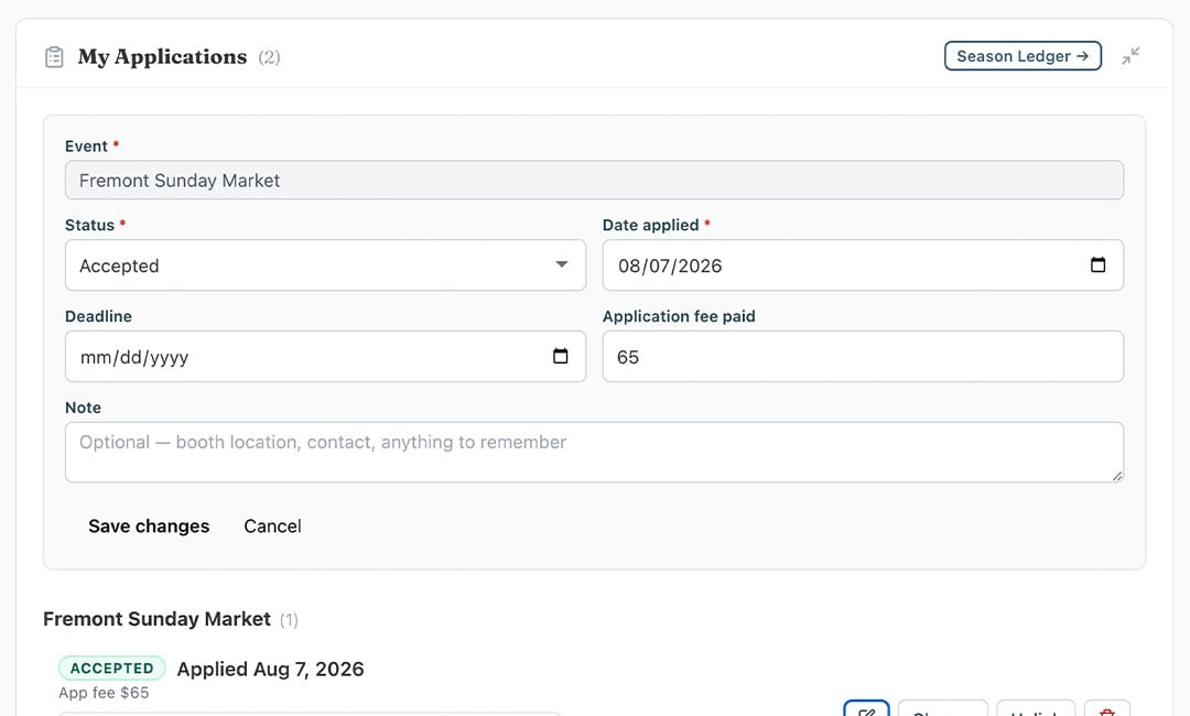 Track your event applications and compare ROI from one event to the next.