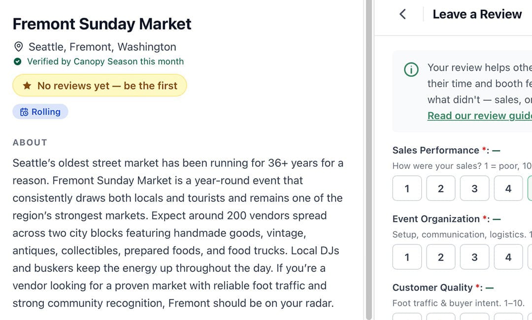 Canopy Season reviews gives users the inside scoop on an event.