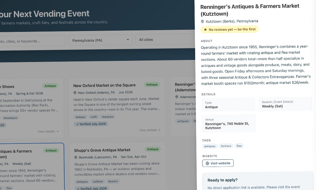 Sample image of the Canopy Season event directory displaying an art market opportunity in Massachessettes